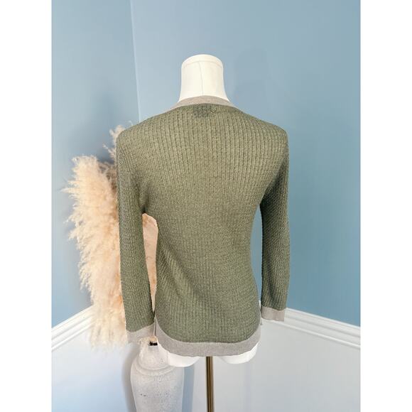Zara Olive Green Italian Yarn Crewneck Sweater Size Medium Lightweight - Picture 6 of 9